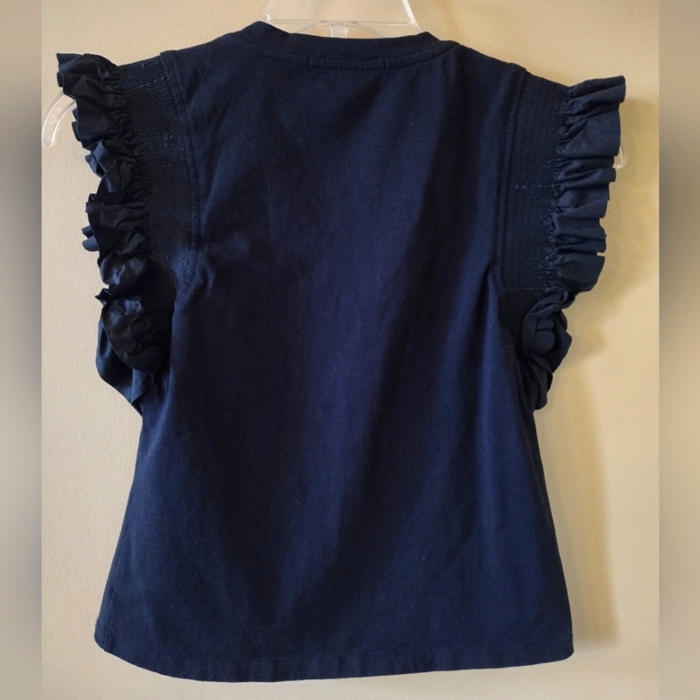 English Factory Mix Media Black Ruffle Sleeve T-Shirt Size XSmall - Picture 4 of 6